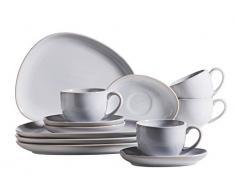 Mäser Série Il Lago - Lot de 4 assiettes en céramique pour 4 personnes - Bleu clair Service à petit déjeuner 12 pièces, tasse à café bleu clair