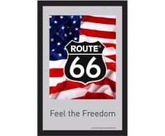 Empire Merchandising 538635 Miroir imprimé avec Cadre en Plastique façon Bois Route 66 sur Drapeau américain 20 x 30 cm