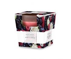 Pajoma 91040 Bougie avec Roses et Baies en Verre satiné