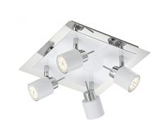 Briloner Leuchten 2866-046 LED, plafonnier, Spots, Lampe Salon denfant ou Chambre a Coucher, orientable, Métal, GU10, 5 W, Chrome