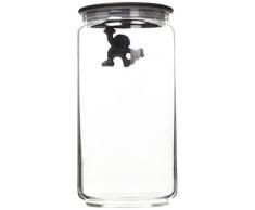 Alessi Amdr06 B Gianni a Little Man Holding on Tight BoÃ®te de Cuisine en Verre avec Couvercle en RÃ©sine Thermoplastique, Noir, 140 Cl