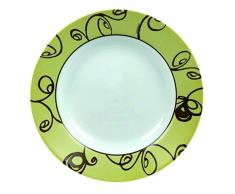 Dajar Assiettes Creuses Brittany Moka Everyday 22Â cm, Verre, Blanc/Marron, 22Â cm cm