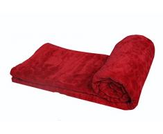 Plaid SOFTY - Douceur microfibre à relief - 100 %POLYESTER - OURSON - Framboise L9 - 125 x 150