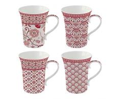 COFFRET 4 MUGS EN PORCELAINE MONSOON RED