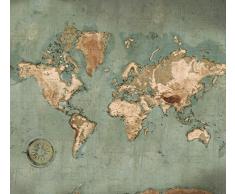 Scenolia Tapisserie Toile Textile Carte du Monde Planisphère Mural 4 x 2,70m - Décoration Murale Effet Trompe lâOeil - Revêtement Panoramique Tapisserie Poster Vintage- Pose Facile et Qualité HD