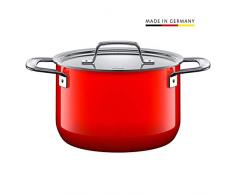 Silit Zeno Red Faitout Haut 20 cm avec Couvercle en métal 3,7 l et céramique Fonctionnelle Silargan Rouge