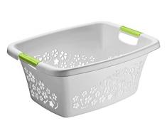 Rotho 1756590002 Panier à Linge Fleurs 25l, Plastique, Gris, 45 x 35 x 25 cm