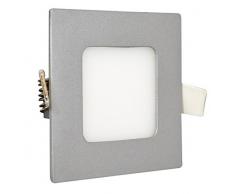 Tibelec 306640 Spot LED extra plat Ã encastrer CarrÃ© 6W 350 lumens argent, MÃ©tal, IntÃ©grÃ©, 6 W, 120 x 120 mm