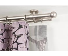 Double Tringle Ã rideaux: Ã 20 mm, L. 300 cm. en acier satinÃ© - complet
