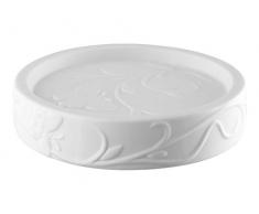 Bisk Beauté Savon Plat, Porcelaine, Blanc, 11 x 2,5 x 11 cm