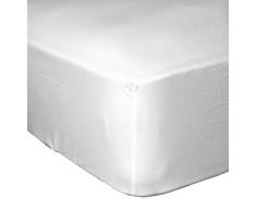 Home Passion Drap Housse 140X190 cm Bonnet de 25 cm, 57 Fils, Coton, Blanc
