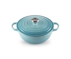 Le Creuset, Marmite Signature en Fonte ÃmaillÃ©e avec Couvercle, Ã 26 cm, Ronde, Compatible avec Toutes Sources de Chaleur (Induction Incluse), CapacitÃ© : 4 L, 4.255 kg, Bleu CaraÃ¯bes