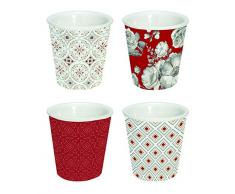 R2S 176TCRE Trend & Colors Coffret avec 4 Gobelets Espresso Porcelaine Rouge 10 cl