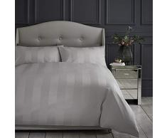 Silentnight Hotel Parure de lit avec Housse de Couette et taies doreiller en Satin 200 Fils, Gris argentÃ©, Simple