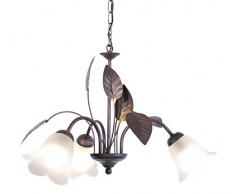 Tosel 20039 Lustre â Eglantine, Tôle et Tube Acier Peinture époxy, verreries Sati, E14, 60 W, Marron/Or