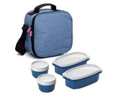 TATAY Urban Food Casual Sac Repas Isotherme avec 4 boîtes hermétiques Capacité de 3 l 22.5 x 10 x 22 cm Bleu Jean