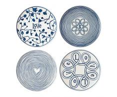 Royal Doulton - Assiettes avec Inscription en Anglais Â« Love Â» - Bleu - 16Â cm - Lot de 4, Porcelaine, Bleu, 21 cm