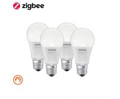 OSRAM Smart+ Lot de 4 Ampoules LED Connectées - Culot E27 - Forme Standard - Dimmable - Blanc Chaud 2700K - 8W (équivalent 60W) - Zigbee - Compatible Android & Amazon Alexa