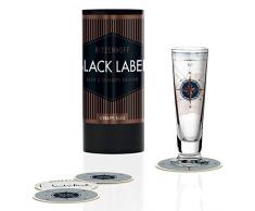 Iris Inthertal Verre à liqueur avec 5 couvercles en verre cristal Noir 40 ml
