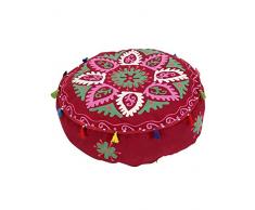 RAJRANG Ameublement brodÃ© Repose-Pied selles Maroon ottomane Pouf