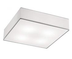TRIO, Plafonnier, Embassy 4xE27, max.60,0 W Tissu, Blanc, Corps: metal, Nickel mat L:50,0cm, L:50,0cm, H:17,0cm IP20