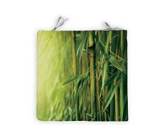 Soleil docre Galette de Chaise 40x40x3 cm Bambou, Polyester, Vert