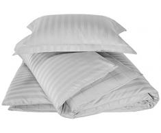 De Witte Lietaer Parure Zygo Housse de Couette + 1 Taie dOreiller avec Volant Coton Peigné Gris Clair 140 x 220 cm