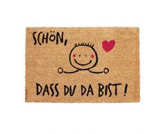 Relaxdays 10023841 Paillasson Fibre de Coco Schön DASS du da Bist 40x60 cm Tapis d’entrée extérieur antidérapant PVC, Nature, Naturel/Noir, Standard