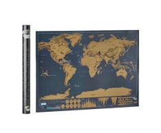 Relaxdays Carte du monde à gratter poster du monde affiche, noir / doré