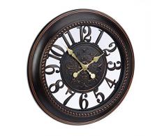 Relaxdays Horloge murale rétro design vintage ronde cuisine Shabby chic sans bruit 56 cm de diamètre, marron