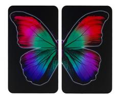 Wenko 2521474500 Lot de 2 protège-plaques Universel Butterfly by Night pour Tous Les Types de feu, Verre, Multicolore
