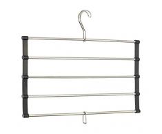 InterDesign Forma rangement suspendu, porte-cravate en acier inoxydable, 5 barres pour foulards, etc., cintre enroulable sans perçage, argenté