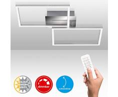 Briloner Leuchten 3149-018 Ãclairage LED, plafonnier Ã intensitÃ© rÃ©glable, tÃ©lÃ©commandÃ©, incluant Une Commande pour la tempÃ©rature de Couleur, Chrome et Aluminium, 500 x 388 x 78 mm (LxlxH)