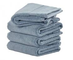 iDesign ensemble serviettes de bain (lot de 4), petites serviettes en coton au design tissÃ©, serviettes douces et absorbantes avec accroches pour Ã©vier ou WC invitÃ©s, bleu fumÃ©