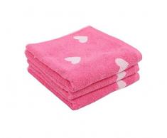 Lasa Cuore Set de Serviette de Toilette 33 x 50 cm Toilette 50 x 100 cm 70 x 140 cm Rose