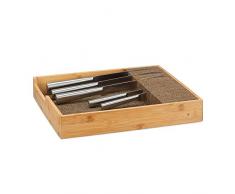 Relaxdays 10022169_60 Couteaux tiroir en Bois Range-Couverts Extensible Cuisine Bambou, Naturel, 33,5 x 38 x 6,5 cm