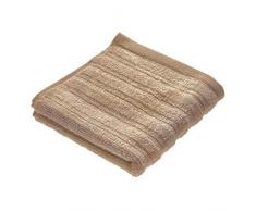iDesign petite serviette de bain, serviette en coton au design rayÃ© pour la douche ou la baignoire, serviette de toilette douce pour sÃ©cher le visage, les mains, etc., beige