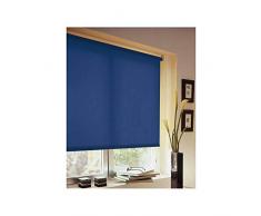 MADECOSTORE Store Enrouleur Tamisant Tissu Uni Bleu marine - L94 x H250cm - Avec perçage
