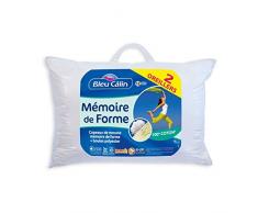 Bleu Câlin Lot de 2 Oreillers Rectangulaires Mémoire de Forme, Blanc, 50x70 cm, OMFW
