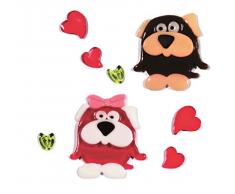 Outlook Design V2TAA00R00 Petits Chiens Amoureux, Stickers Décoratif Autocollant, Gel Gems, Multicolore, 30 x 8 cm