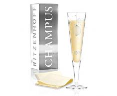 RITZENHOFF - Coupe Ã champagne Champus 2019 de Concetta Lorenzo en cristal 200 ml avec Ã©lÃ©ments en platine prÃ©cieux, serviette en tissu incluse -