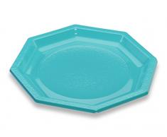 GUILLIN - OCTOPACK ASF240TU CARTON DE 400 Assiette Octogonale RÃ©utilisable, Plastique, Turquoise, 24 x 24 x 2,1 cm