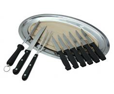 Lebrun 3222586700106 1 Plat 45 cm + 1 Planche Ovale découper + 1 Fourchette à Viande+1 Fusil + 6 Couteaux Steak OFFERTS, Acier Inoxydable, INOX, 46 x 28,5 x 5 cm