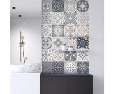 Sticker adhésifs carrelages | Sticker Autocollant Carreaux de Ciment - Mosaïque carrelage mural salle de Bain et Cuisine 15 x 15 cm - 24 Pièces Nello