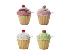 Excelsa Delice Sucrier Pop Cakes avec cuillÃ¨re, cÃ©ramique, Multicolore, 10Â x 10Â x 11Â cm