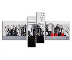 Arte Dal Mondo AY039QX1 Ville Abstrait Tableau Modern Peint Ã la Main sur Toile avec Chassis, Acrylique, Multicolore, 85x160x3 cm