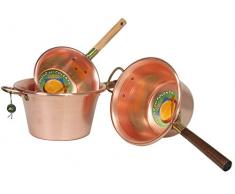 LAR Chaudron en cuivre étamé avec Manche Simple en Bois D. 22 cm Marmite Polenta