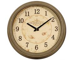 Carrick Motif Cbwjt Horloge Murale en métal Gris Rond, Gris chiné