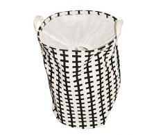 Opportunity 65QC17536103 Panier Ã Linge Lodge, Polyester, Blanc/Noir, 35 x 35 x 45 cm