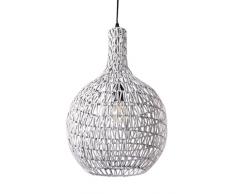 Luminaire Rodia, suspension rotin, 60 W, gris, ø 33 x H 54 cm